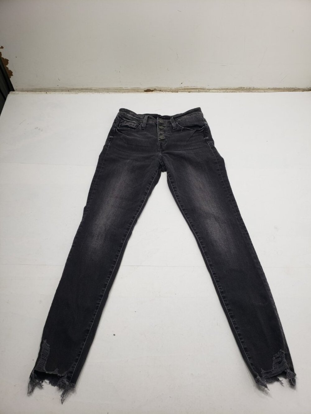 Flying Monkey Womens 26 Mid Rise Ankle Skinny Jeans Black Distressed Y3409AT